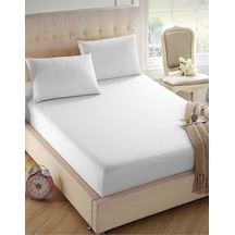Çift Kişilik %100 Pamuklu Penye Lastikli Çarşaf Beyaz 160x200