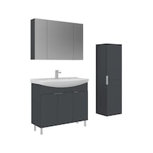 Orka Purus 100 Cm Mat Antrasit Ayna Dolaplı Banyo Dolabı Takım Ve Boy Dolabı Ayaklı Antrasit