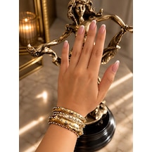 Gizovia Roma Işıltısı Gold & Silver Üçlü Bileklik Seti Altın - Gümüş