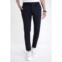 Comfort Fit Beli Lastikli Armürlü Dokuma Esnek Pamuk Lacivert Jogger Pantolon P 1217