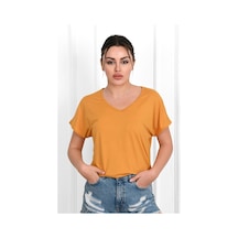 Kadın V Yaka Kısa Kollu T-shirt 1478-23 001