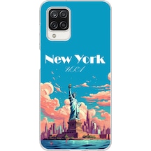 Samsung Galaxy A12-m12 Uyumlu Özgürlük Heykeli New York Baskılı Silikon Kılıf Renkli