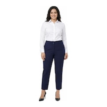 Kübra Kadın Kumaş Bilek Pantolon Bel Yarım Lastikli Bgl-st05389 Lacivert