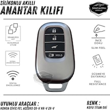 Honda Civic Fe1 Accord Cr-v Hr-v Zr-v Uyumlu Silikon Anahtar Kılıfı Oto Anahtar Kabı Darbe Emici Anahtarlık Koyu Titan Gri 00 Şüscaroto Aksesuar