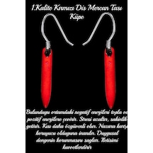 Sertifikalı Kırmızı Diş Mercan Taşı Doğal Taş Küpe Çok Renkli