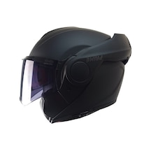 Motosiklet Kask Modüler 180 Derece Çene Açılır Abs Material Mat Siyah Motorcu Kaskı-