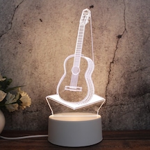 Soulader 3 Boyutlu Gitar Şekilli Led Işık Odası Aydınlatma Dekoratif Gece Lambası Beyaz