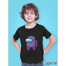 Bumeta Mini Imposter Mor Mürettebat Among Us Çocuk Tişört T-shirt Siyah