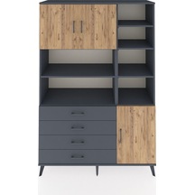 Hyperion Dolap 9 Raflı 4 Çekmeceli 3 Kapaklı 132x44x195 Antrasit-çam/antrasit Atlas Çam/antrasıt