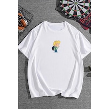 Unisex Cedric Üzümlü Kekim Baskılı T-shirt Beyaz