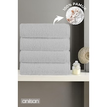 4'lü Gri Banyo Havlusu - 70x140 Cm, 490 Gr, %100pamuk, Spa Ve Otel Havlusu, Günlük Kullanıma Uygun Gri