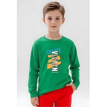 Fyk Kids Erkek Çocuk Vısıon Yazı Baskılı Yuvarlak Yaka Sweatshirt Yeşil