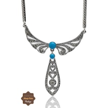 Firuze Taşlı Melek Kanat Model Markazit Taşlı Gümüş Kadın Gerdanlık 201024269 Gümüş