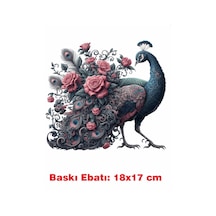 Tavus Kuşu Gotik Temalı Ütü İle Yapışan Tekstil Kumaş Tişört Dtf Baskı 3534