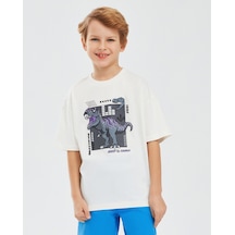 Skechers Graphic Tee B Short Sleeve Büyük Erkek Çocuk Kırık Beyaz Tshirt Sk241085-102