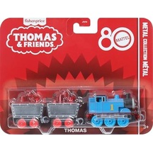 Thomas Ve Arkadaşları Oyuncak Tren, Birinci Sınıf Süslemeleri, 2 Döner Tekerlekli Yük Vagonu Ve Kırmızı Kristal Kargosuyla Mattel&apos İn 80. Yılı Küçük Metal Lokomotif, Jfv72