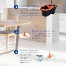 Macro Max Focus Otomatik Temizlik Seti, Pedalsız Döner Sıkmalı 360 Başlıklı Mikrofiber Paspas Açık Gri