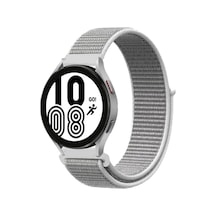 Samsung Galaxy Uyumlu, Watch 4 Hasırlı Cırtcırtlı Kordon - Beyaz