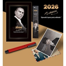 Tr 2026 Gazi Paşa Atatürk Ajandası Ayraç Kartpostal Kalem - Kırmızı Genel