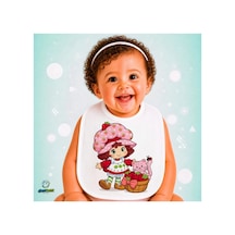 Çilek Kız Keten Bebek Mama Önlüğü Yumuşak - Emici - Yıkanabilir - Özel Tasarım P040 Çok Renkli