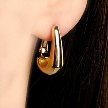 Lekka Design Üç Renk Geçişli Oval Halka Kadın Kararmaz Lüks Küpe Çok Renkli