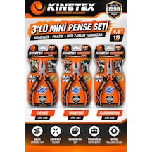 Kinetex 3 Lü Mini Pense Seti 115 Mm Mini Pense, Yankeski Ve Kargaburnu El Aletleri Seti Mini Kıvır
