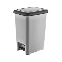 Dünya-01044-400 Ve 410 Slim Çöp Kovası 40lt 490x356x632mm Siyah Pedallı Sedefli Gri - 6'li Paket