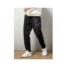Tarzsokak Hypemode Butterfly & Slogan Graphic Drawstring Waist Eşofman Altı Siyah