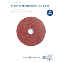 Fiber Disk Zımpara 115 Mm P 40 Kum, Yıldız Kesilm, Alüminyum Oksit 25 Adet
