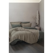 Ecocotton Muna Yeşil/koyu Yeşil %100 Organik Pamuk Çift Kişilik Yatak Örtüsü Yeşil