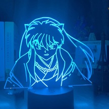 Yucama Anime Karakterleri Inuyasha Led Gece Lambası Çocuk Yatak Odası Dekorasyonu Rgb Renkli 3d İllüzyon Lamba Masa Lambası Doğum Günü Hediyesi-7 Renk Uzaktan Kumandasız - Uzaktan Kumandasız 7 Renk -