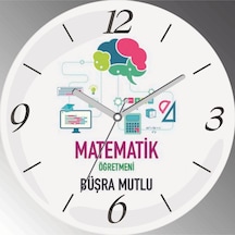 Kişiye Özel Matematik Öğretmeni Hesap Çap 30cm Sessiz Akar Bombeli Gerçek Cam Duvar Saati Siyah