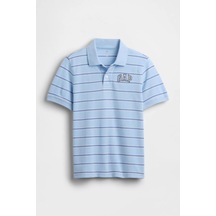 Gap Erkek Çocuk Logo Detaylı Pique Mavi Polo T-shirt-13557 Mavi