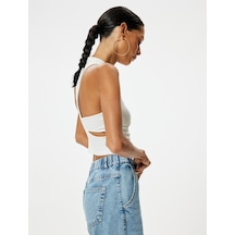 Koton Halter Yaka Atlet Fitilli Sırt Detaylı Kolsuz Slim Fit Ekru 4sal30353ık Ekru