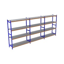 4 Katlı 3'lü Depo Rafı - 300-350 Kg Taşıma Kapasiteli Hafif Rack Raf Galvaniz