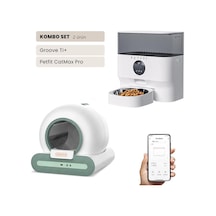 Groove Ti+ Wi-fi Akıllı Otomatik Kedi Tuvaleti Yeşil + Petfit Catmax Pro 5l Wi-fi Kameralı Akıllı Otomatik Mama Kabı Besleme Ünitesi Bundle