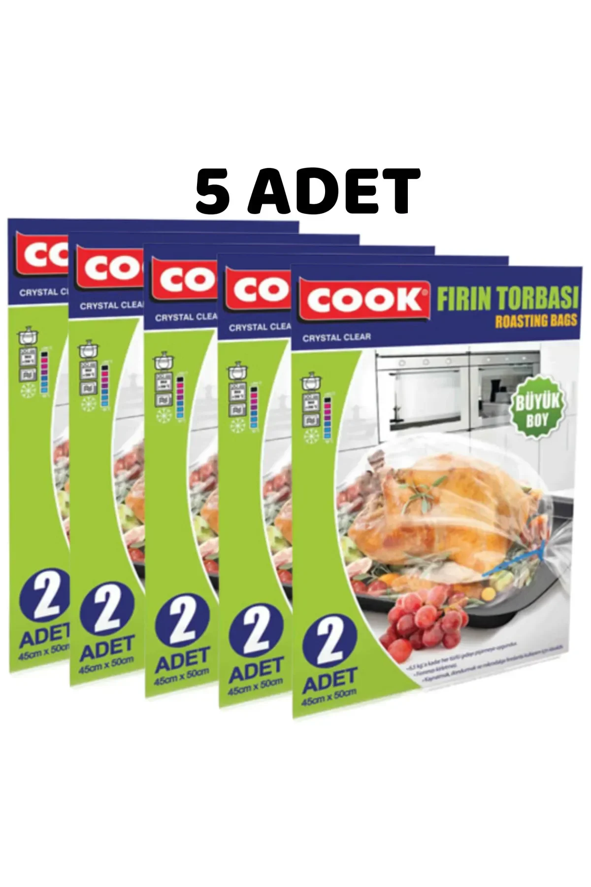 Cook Hindi Boy Kızartma Torbası 45cm 50cm 2 Li 5 Adet