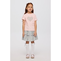 Panço Liberty Kumaş Kısa Kollu Kız Çocuk Tişört Pembe 5621GK05009