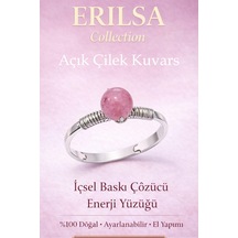 Sertifikalı İçsel Baskı Çözücü  Yüzüğü Açık Çilek Kuvars Çok Renkli