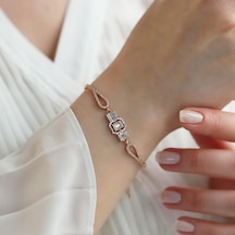 Starlight Diamond Baget Kesim Rose Gold Kaplama Gümüş Bileklik Gümüş