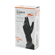 Kalite Reflex Slimfit Glove L Siyah Pudrasız Muayene Eldiven 100lü