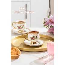 Porsima 3187 Majesty 12 Parça Yaldızlı Porselen Türk Kahve Fincan Takımı Çok Renkli