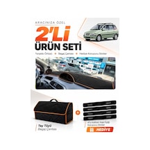 E-biz Hyundai Matrix 2001-2010 Uyumlu Torpido Örtüsü + Tay Tüyü Çanta - Siyah-kahverengi - Hu024