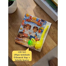 Karne Hediyesi 20 Set Pipo Şeklinde Üflemeli Top Ve Tebrik Kartı