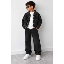 Toikids Erkek Çocuk Jean Ceketli Pantolonlu 2'li Denim Takım Siyah