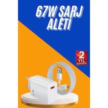 67w Hızlı Şarj Yüksek Voltaj Korumalı Type C Şarj Adaptörü Beyaz