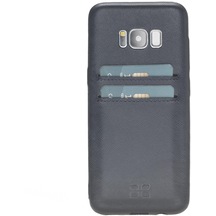 Samsung Galaxy S8 Uyumlu Deri Kartlıklı Arka Kapak Uccc Mavi