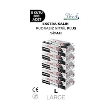 Ekstra Kalın Nitril Siyah Plus Muayene Eldiveni L - 5 Paket 100'lü