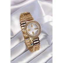 316l Çelik Gold Renk Çeyrek Altın Takılabilen Zirkon Taş İşleme Detay Kadın Bileklik