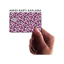 Pembe Leopar Kart Kaplama Sticker Kart Etiketi